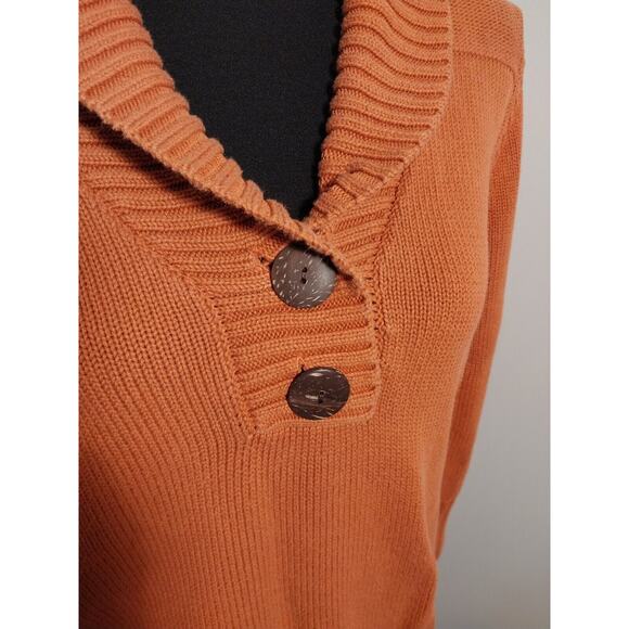 Autumn Burnt Orange Sweater Size L Preppy, Fall, Classy Cowl Collar Academic 🍁 - Picture 13 of 13
